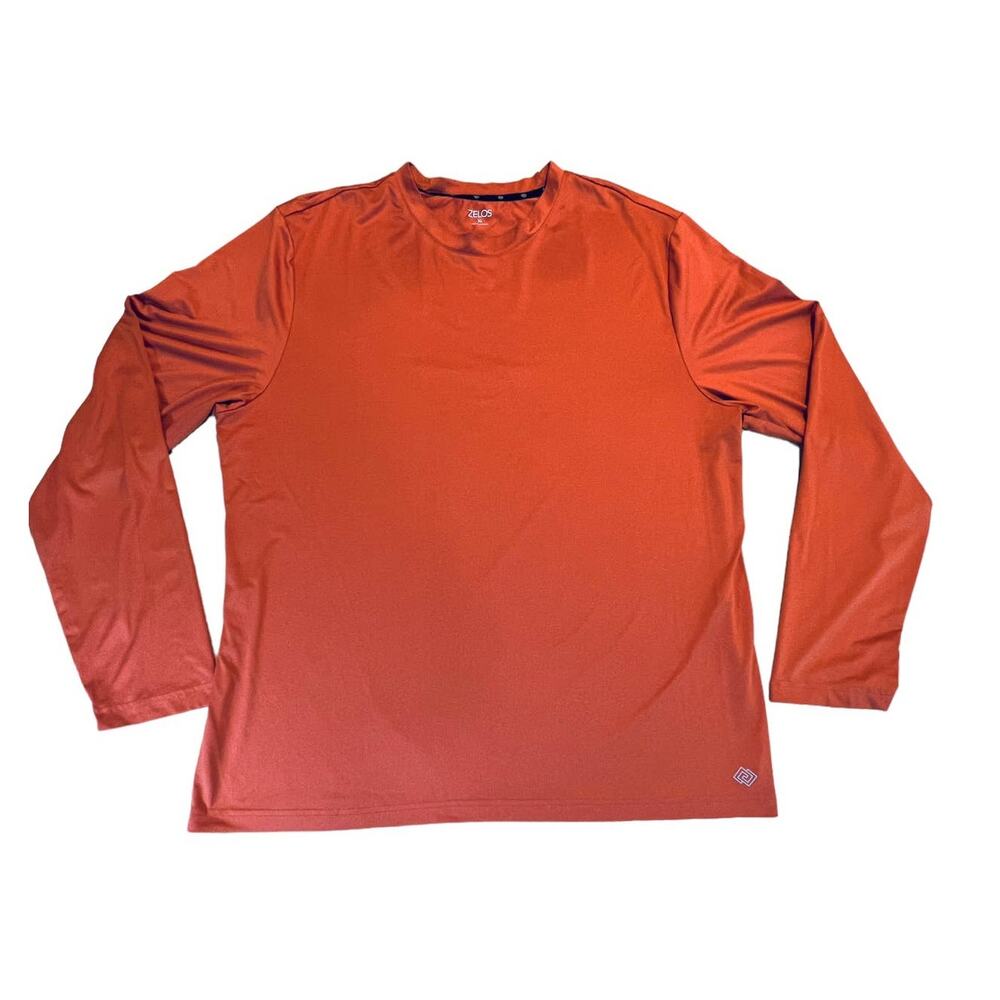 ZELOS Orange Long Sleeve Crew Neck Activewear‎ Moisture Wicking Shirt Mens XL